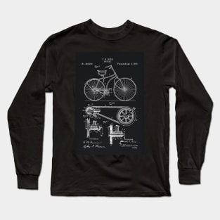 Vintage Bicycle Blueprint patent illustration 1890 Long Sleeve T-Shirt